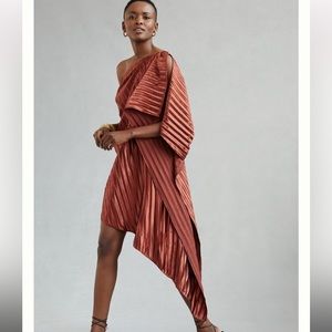 Anthropologie guapa copper pleated dress